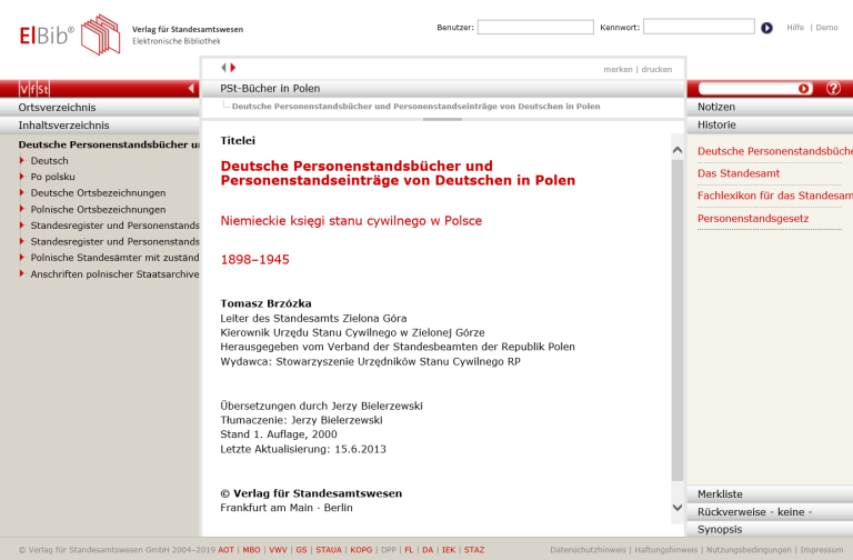 Abb. - Deutsche Personenstandsbücher und Personenstandseinträge von Deutschen in Polen online