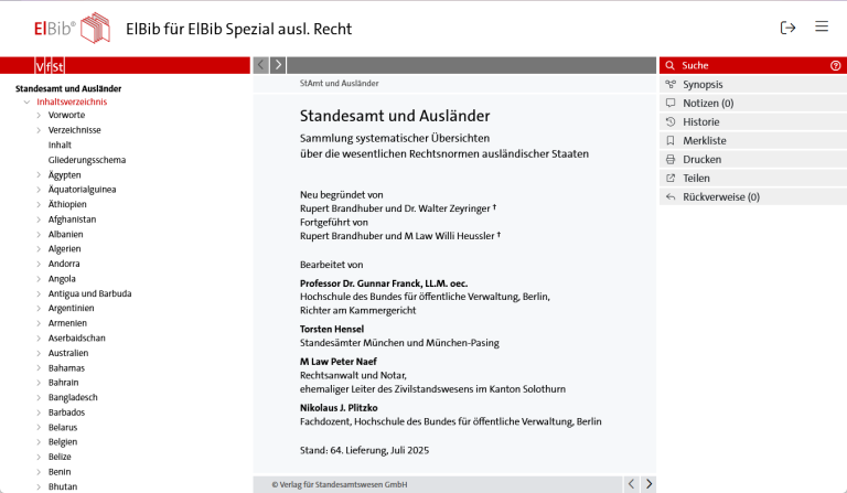 Startbildschirm ElBib Ausländisches Recht