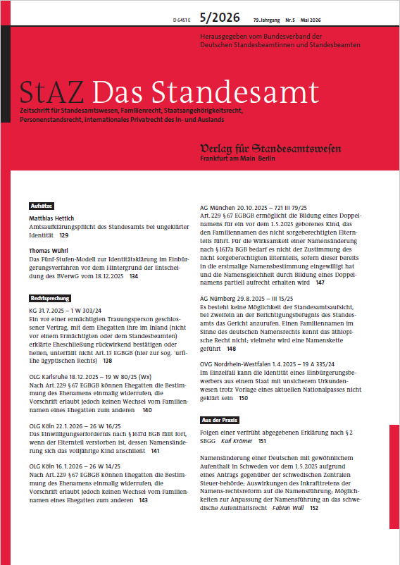 Cover StAZ 5/2026