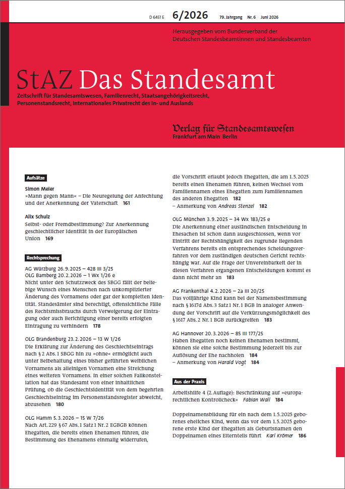 Cover StAZ 6/2026