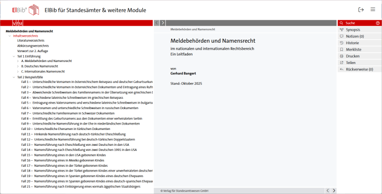 Startbildschirm Meldebehörden und Namensrecht online