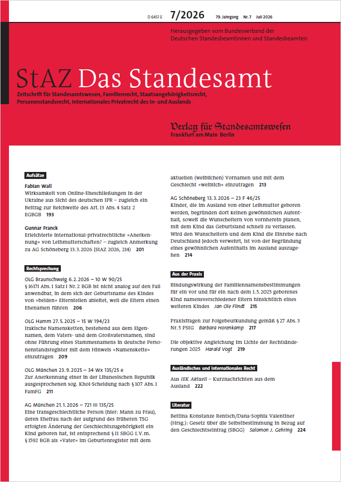 Cover StAZ 7/2026